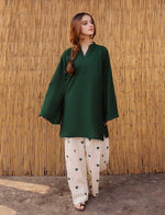 2PC Linen Heart Printed Dress for Women – V Neck Shirt with Flapper (Casual Summer Wear 2026)