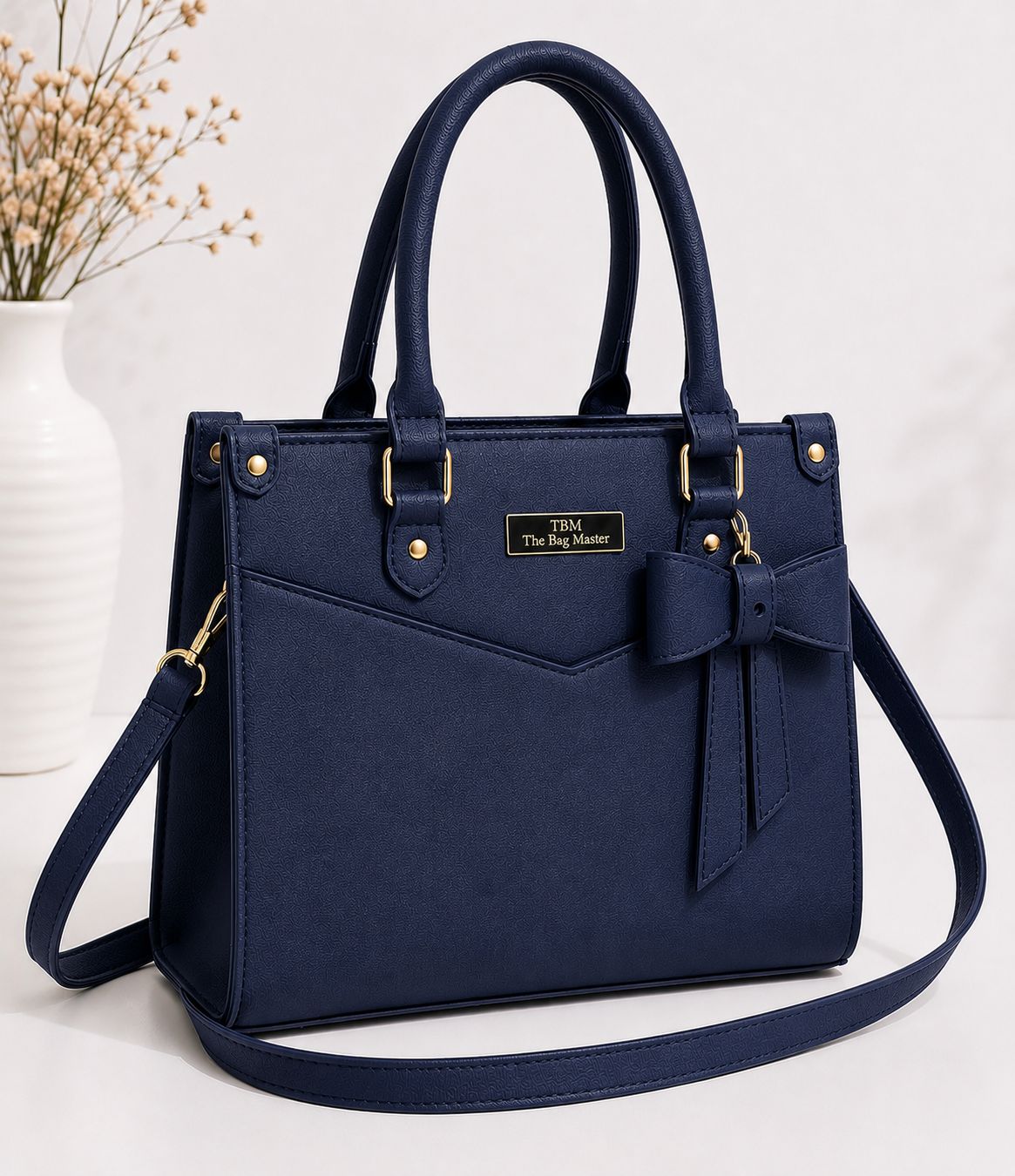 LuxeBow Women’s Shoulder Bag – Premium Rexine Handbag with Long Strap & Bow Charm