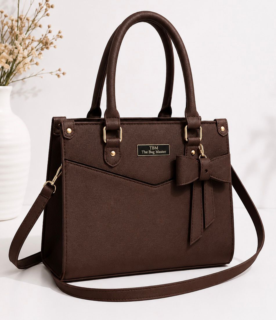 LuxeBow Women’s Shoulder Bag – Premium Rexine Handbag with Long Strap & Bow Charm