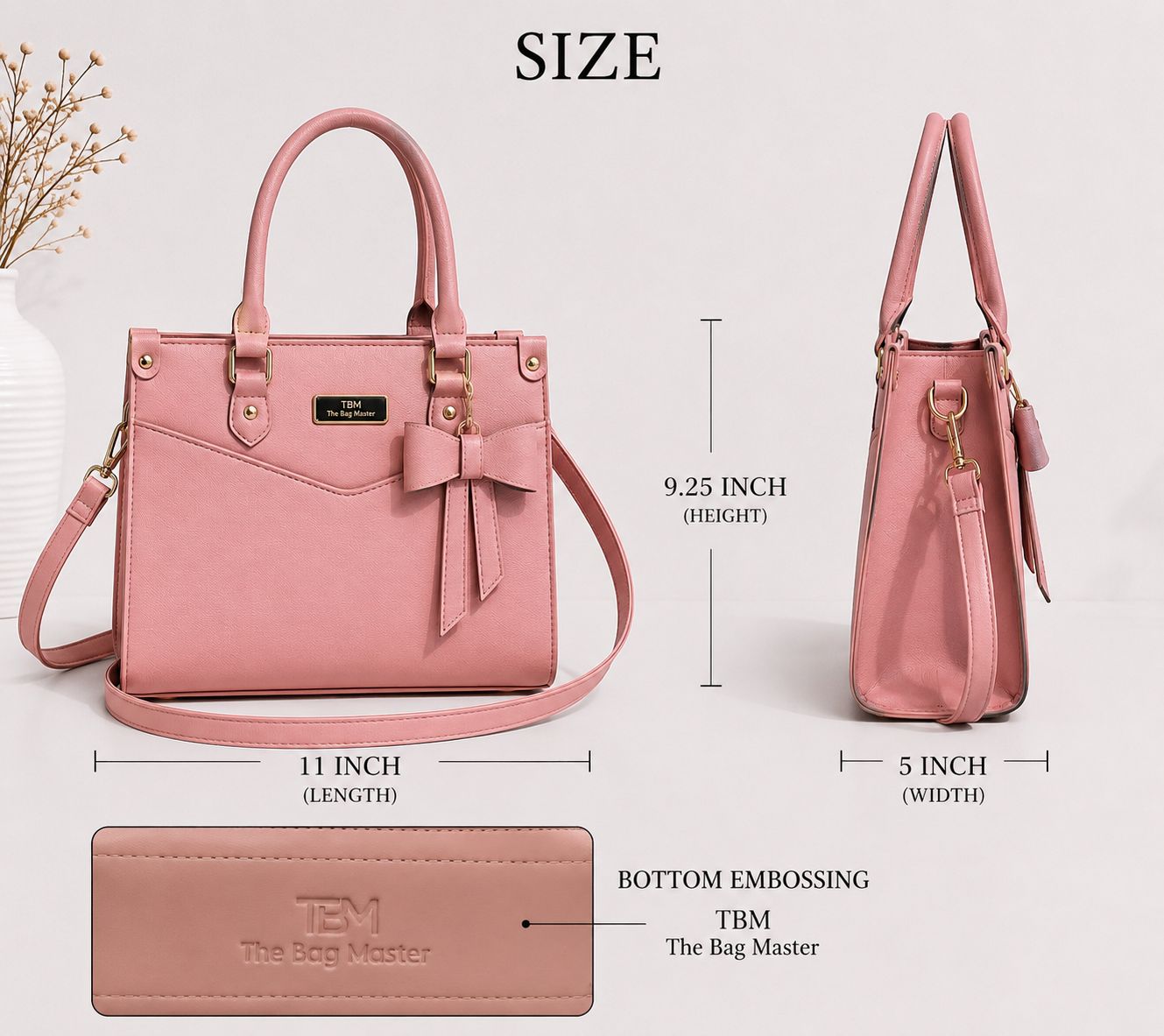 LuxeBow Women’s Shoulder Bag – Premium Rexine Handbag with Long Strap & Bow Charm